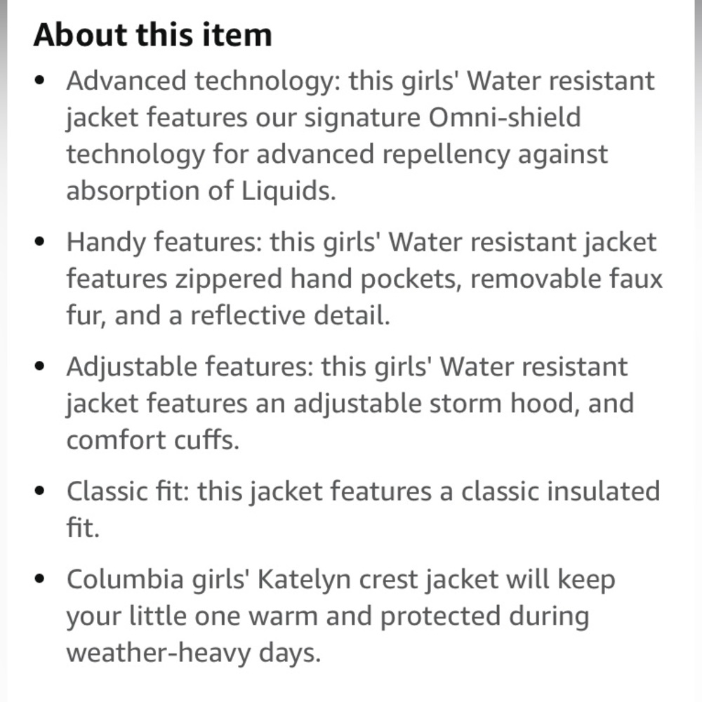 Columbia Katelyn Crest Girls Jacket - Picture 13 of 14